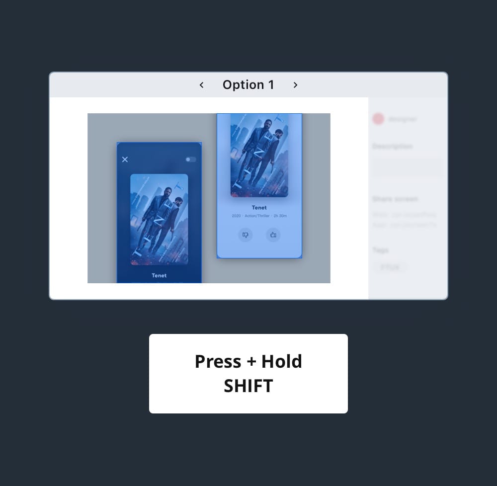 Press and Hold SHIFT to get a highlighted area in Zeplin